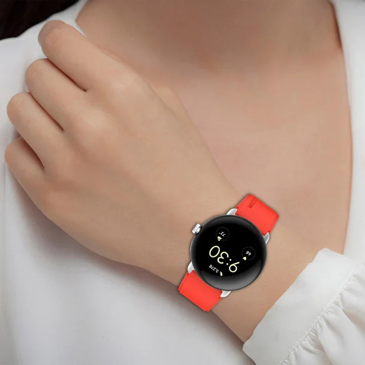Dây đồng hồ silicone màu trơn có đầu nối kim loại, Dùng cho Google Pixel Watch 4 / 3 / 2 / 1 41mm