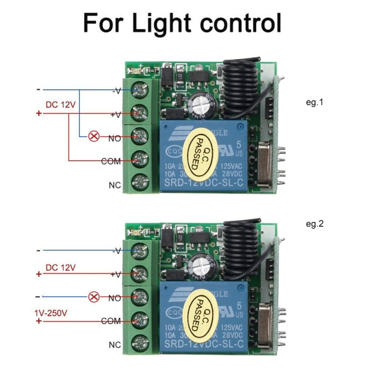 Công tắc điều khiển từ xa RF 1 kênh DC12V / rơ le 10A / bộ thu công tắc 433MHz