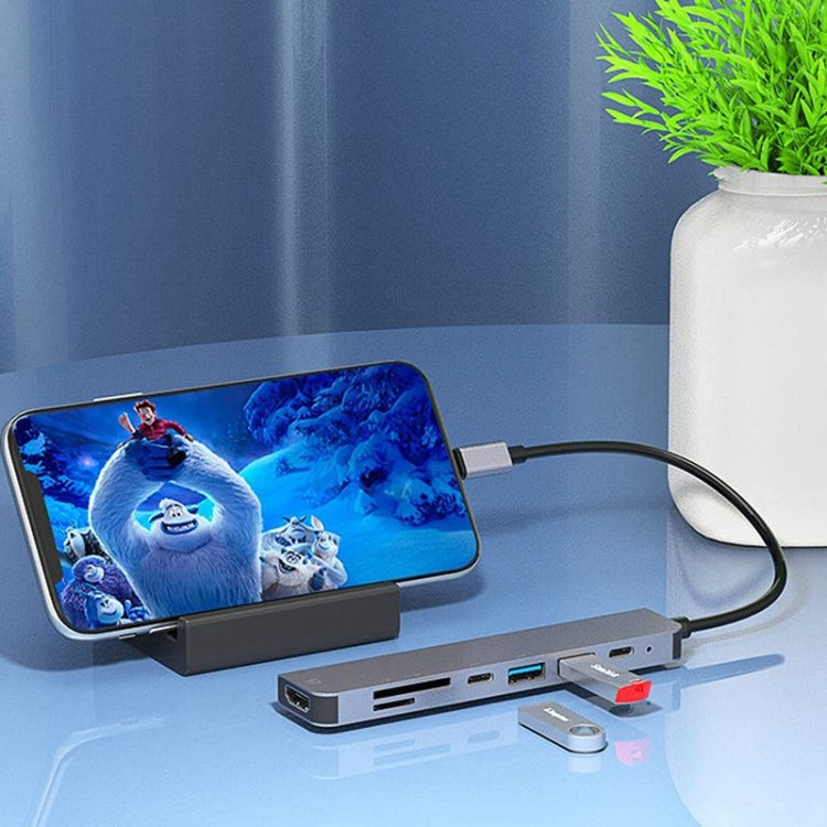 Hub USB C 7 trong 1 đa cổng USB C với HDMI, sạc PD 100W và đầu đọc thẻ SD/TF