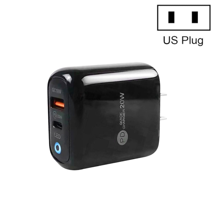 Sạc điện thoại PD04 PD20W + QC18W có đèn LED báo, phích cắm US, phích cắm US