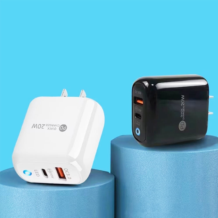 Sạc điện thoại PD04 PD20W + QC18W có đèn LED báo, phích cắm US, phích cắm US