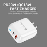 Sạc điện thoại PD04 PD20W + QC18W có đèn LED báo, phích cắm US, phích cắm US