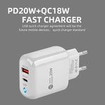 Sạc điện thoại PD04 PD20W + QC18W có đèn LED báo, phích cắm EU, phích cắm EU