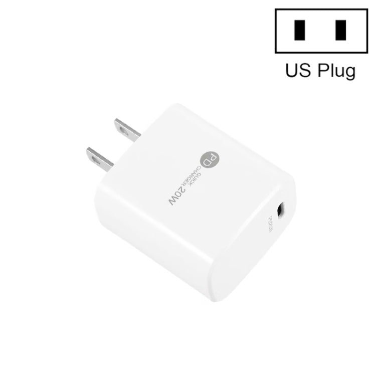 Sạc nhanh PD11 Mini cổng đơn PD3.0 USB-C / Type-C 20W cho dòng iPhone / iPad, phích cắm US, phích cắm US