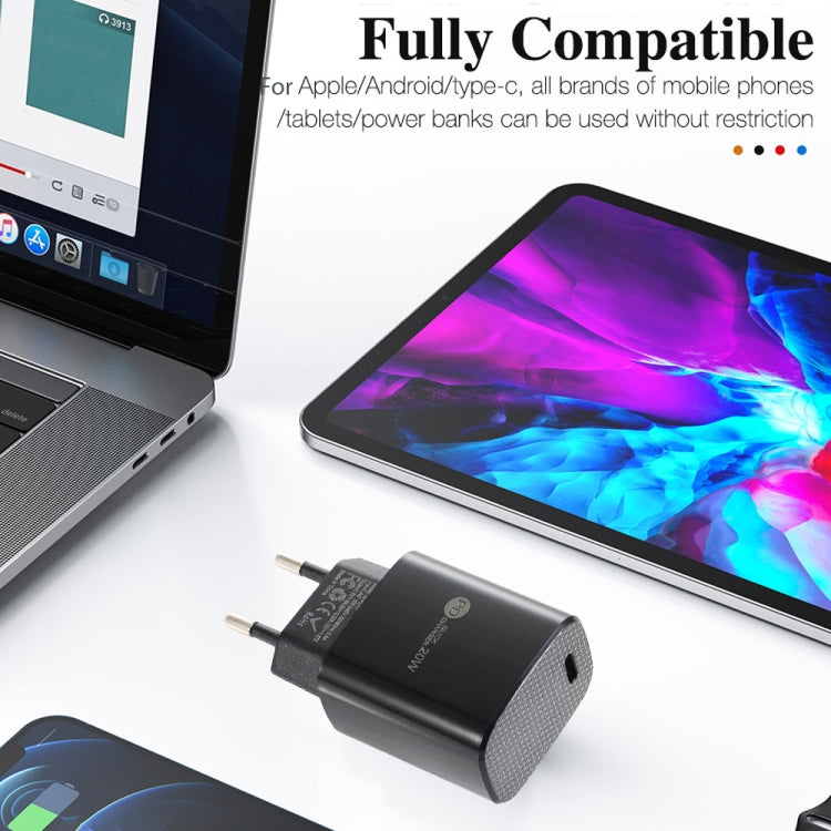 Sạc nhanh PD11 Mini cổng đơn PD3.0 USB-C / Type-C 20W cho dòng iPhone / iPad, phích cắm EU, phích cắm EU
