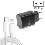 Sạc nhanh PD11 cổng đơn PD3.0 USB-C / Type-C 20W kèm cáp dữ liệu 1m Type-C sang 8 Pin, phích cắm EU, phích cắm EU + cáp Type-C sang 8 Pin