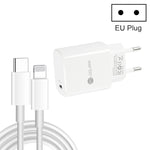 Sạc nhanh PD11 cổng đơn PD3.0 USB-C / Type-C 20W kèm cáp dữ liệu 1m Type-C sang 8 Pin, phích cắm EU, phích cắm EU + cáp Type-C sang 8 Pin