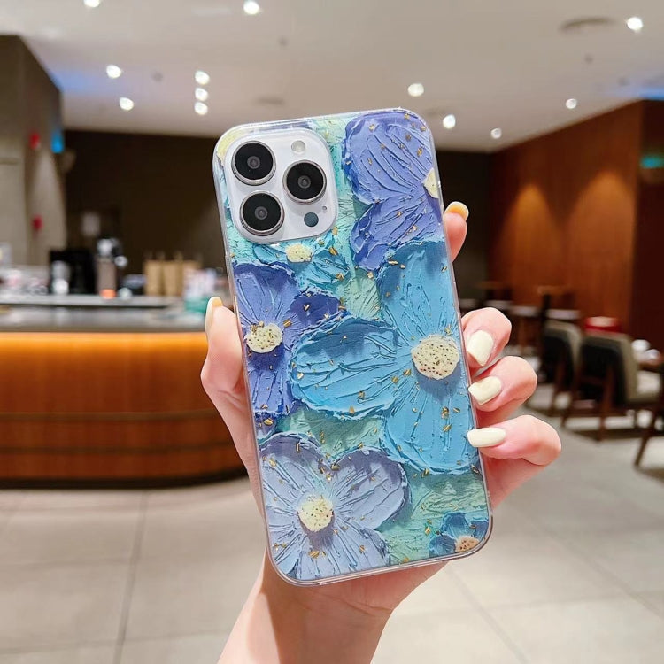 Gold Foil Oil Painting Epoxy TPU Phone Case, For iPhone 14 Pro Max, For iPhone 14 Plus, For iPhone 14 Pro, For iPhone 14, For iPhone 13 Pro Max, For iPhone 13 Pro, For iPhone 13, For iPhone 13 mini