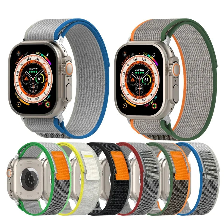 Dây đồng hồ nylon hai màu khóa dán, Dành cho Apple Watch Ultra 49mm, Dành cho Apple Watch Series 8&7 45mm/SE 2&6&SE&5&4 44mm, Dành cho Apple Watch Series 8&7 41mm/SE 2&6&SE&5&4 40mm
