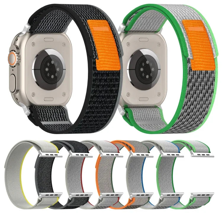 Dây đồng hồ nylon hai màu khóa dán, Dành cho Apple Watch Ultra 49mm, Dành cho Apple Watch Series 8&7 45mm/SE 2&6&SE&5&4 44mm, Dành cho Apple Watch Series 8&7 41mm/SE 2&6&SE&5&4 40mm