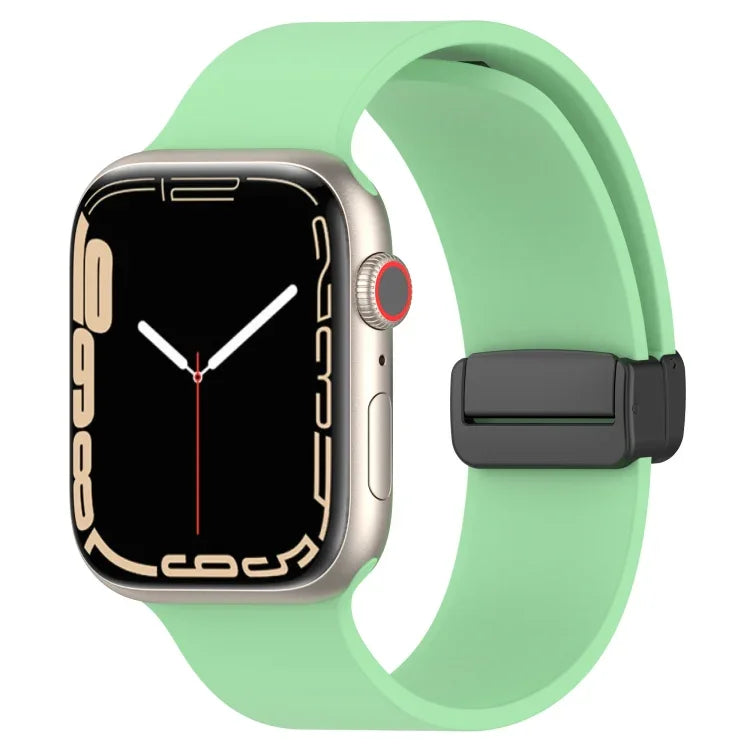 Magnetic Black Buckle Smooth Silicone Watch Band, For Apple Watch Ultra 49mm, For Apple Watch Series 8&7 45mm, For Apple Watch Series 8&7 41mm