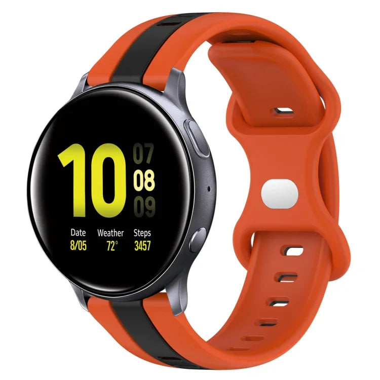 Dây đồng hồ silicone hai màu khóa bướm 20mm, cho Samsung Galaxy Watch Active 2 44mm, cho Samsung Galaxy Watch 42mm