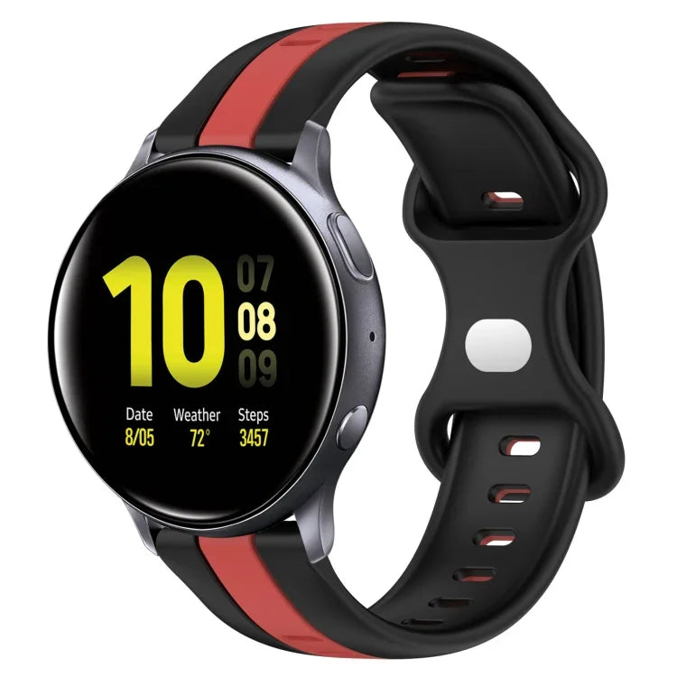 Dây đồng hồ silicone hai màu khóa bướm 20mm, cho Samsung Galaxy Watch Active 2 44mm, cho Samsung Galaxy Watch 42mm