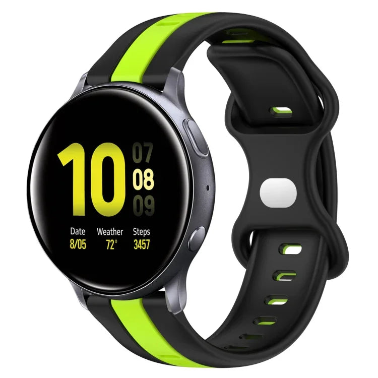 Dây đồng hồ silicone hai màu khóa bướm 20mm, cho Samsung Galaxy Watch Active 2 44mm, cho Samsung Galaxy Watch 42mm