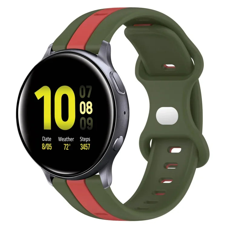 Dây đồng hồ silicone hai màu khóa bướm 20mm, cho Samsung Galaxy Watch Active 2 44mm, cho Samsung Galaxy Watch 42mm