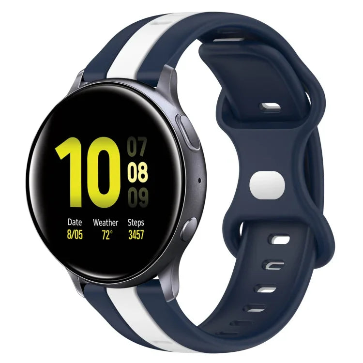 Dây đồng hồ silicone hai màu khóa bướm 20mm, cho Samsung Galaxy Watch Active 2 44mm, cho Samsung Galaxy Watch 42mm