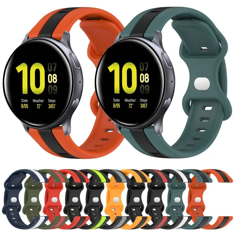Dây đồng hồ silicone hai màu khóa bướm 20mm, cho Samsung Galaxy Watch Active 2 44mm, cho Samsung Galaxy Watch 42mm