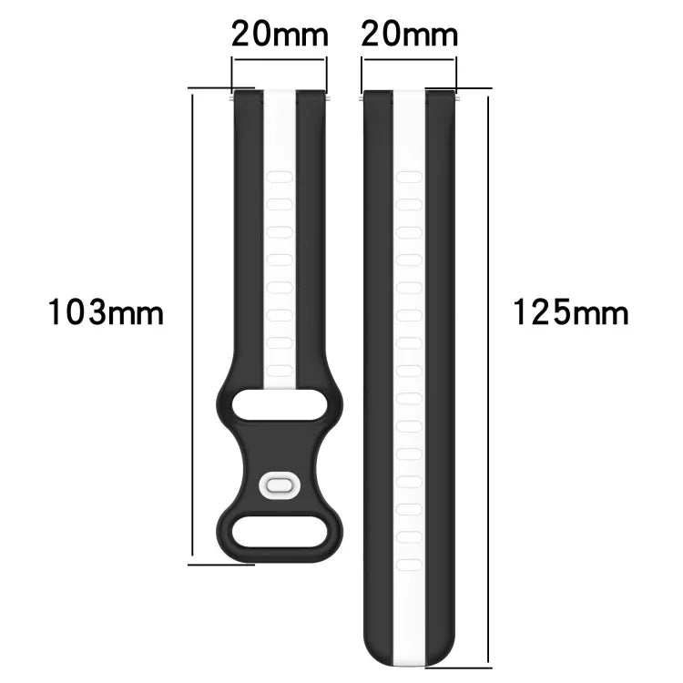 Dây đồng hồ silicone hai màu khóa bướm 20mm, cho Samsung Galaxy Watch Active 2 44mm, cho Samsung Galaxy Watch 42mm