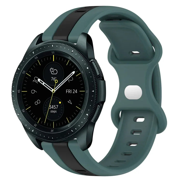 Dây đồng hồ silicone hai màu khóa bướm 20mm, cho Samsung Galaxy Watch Active 2 44mm, cho Samsung Galaxy Watch 42mm