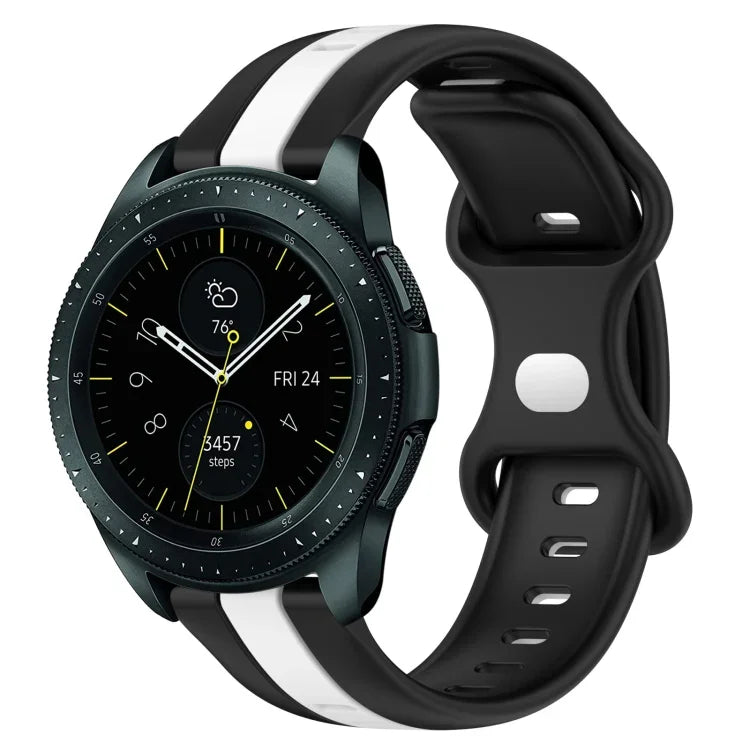 Dây đồng hồ silicone hai màu khóa bướm 20mm, cho Samsung Galaxy Watch Active 2 44mm, cho Samsung Galaxy Watch 42mm