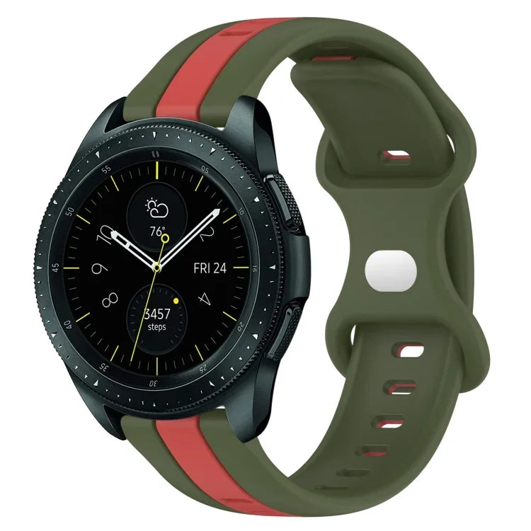 Dây đồng hồ silicone hai màu khóa bướm 20mm, cho Samsung Galaxy Watch Active 2 44mm, cho Samsung Galaxy Watch 42mm