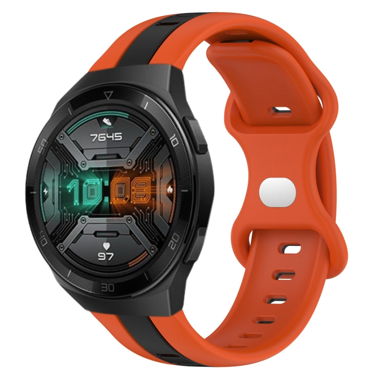 20mm Butterfly Buckle Two-Color Silicone Watch Band, For Huawei Watch GT 2E, For Huawei GT2 46mm, For Honor Watch GS 3, For Honor Watch GS Pro