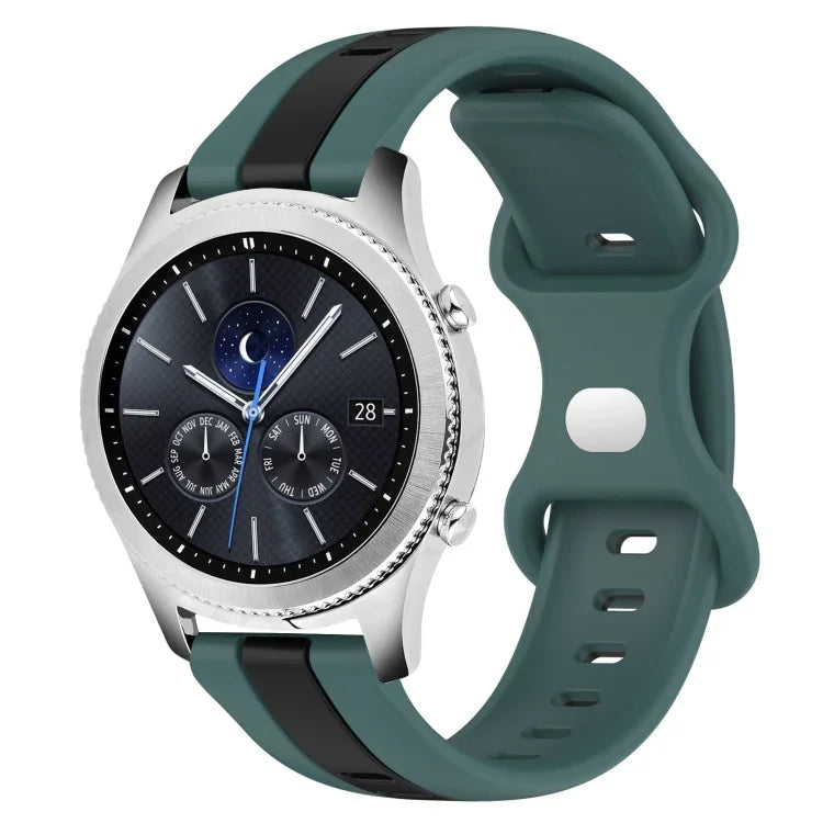 Dây đồng hồ silicone hai màu khóa bướm 22mm, cho Samsung Galaxy Watch3 45mm, cho Samsung Galaxy Watch 46mm, cho Samsung Gear S3 Classic, cho Samsung Gear S3 Frontier