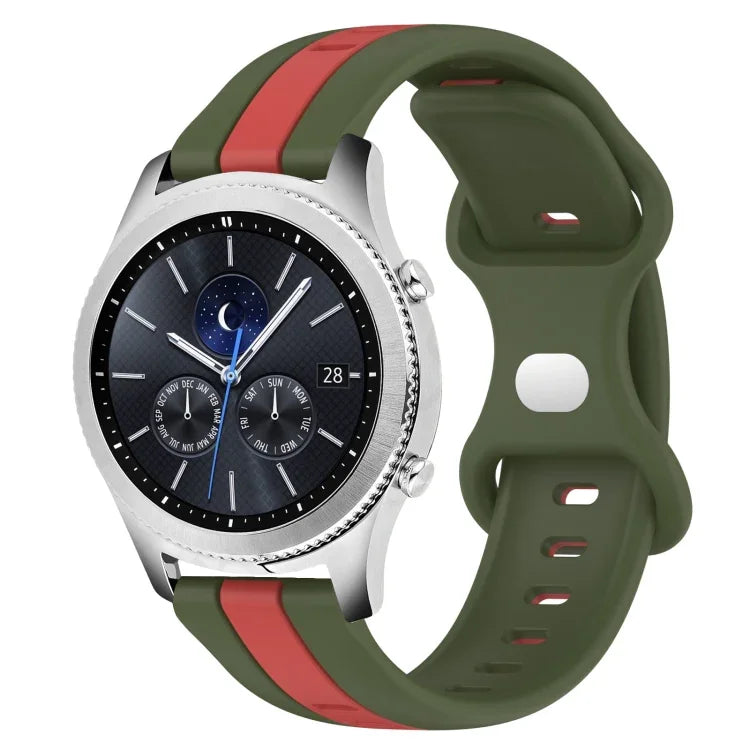 Dây đồng hồ silicone hai màu khóa bướm 22mm, cho Samsung Galaxy Watch3 45mm, cho Samsung Galaxy Watch 46mm, cho Samsung Gear S3 Classic, cho Samsung Gear S3 Frontier