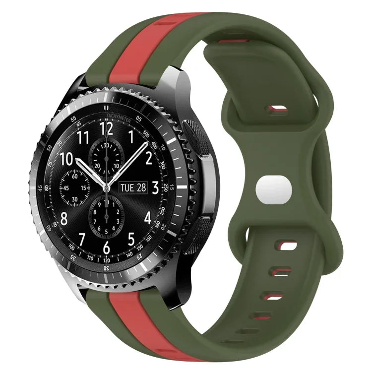 Dây đồng hồ silicone hai màu khóa bướm 22mm, cho Samsung Galaxy Watch3 45mm, cho Samsung Galaxy Watch 46mm, cho Samsung Gear S3 Classic, cho Samsung Gear S3 Frontier