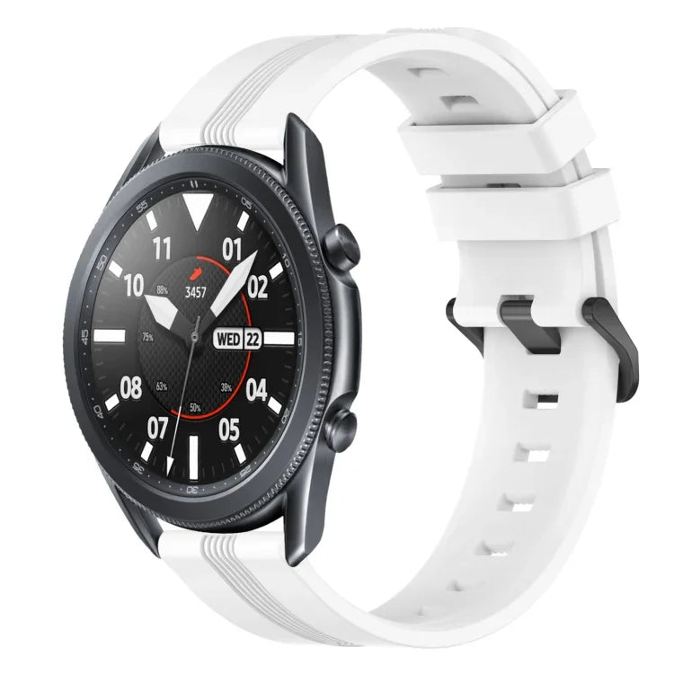 Dây đồng hồ silicone sọc lõm 22mm, dành cho Samsung Galaxy Watch3 45mm, Samsung Galaxy Watch 46mm, Samsung Gear S3 Classic, Samsung Gear S3 Frontier