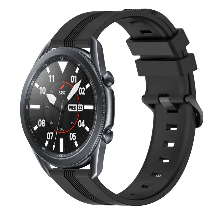 Dây đồng hồ silicone sọc lõm 22mm, dành cho Samsung Galaxy Watch3 45mm, Samsung Galaxy Watch 46mm, Samsung Gear S3 Classic, Samsung Gear S3 Frontier