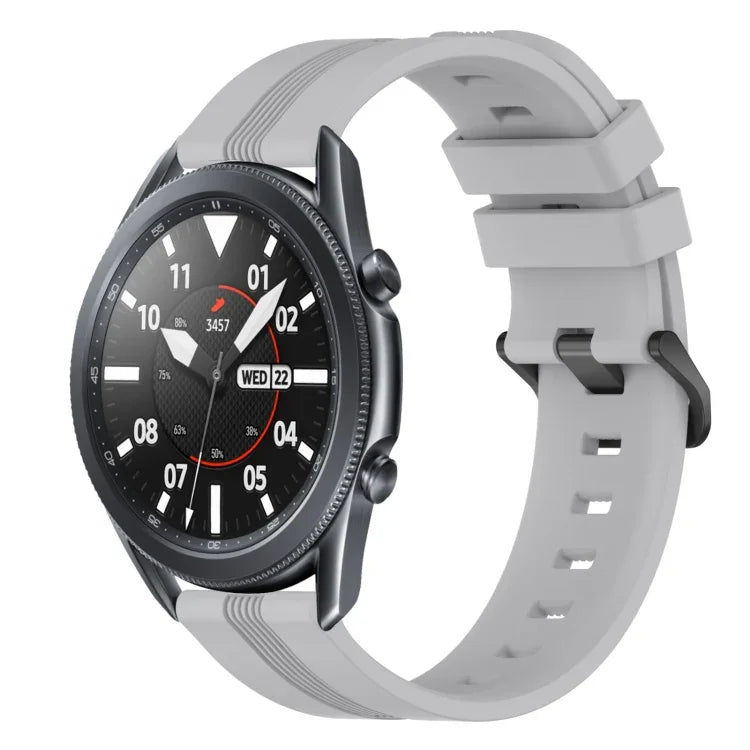 Dây đồng hồ silicone sọc lõm 22mm, dành cho Samsung Galaxy Watch3 45mm, Samsung Galaxy Watch 46mm, Samsung Gear S3 Classic, Samsung Gear S3 Frontier