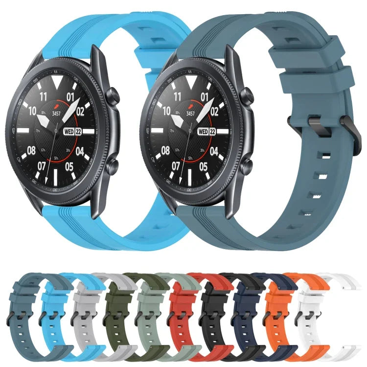 Dây đồng hồ silicone sọc lõm 22mm, dành cho Samsung Galaxy Watch3 45mm, Samsung Galaxy Watch 46mm, Samsung Gear S3 Classic, Samsung Gear S3 Frontier