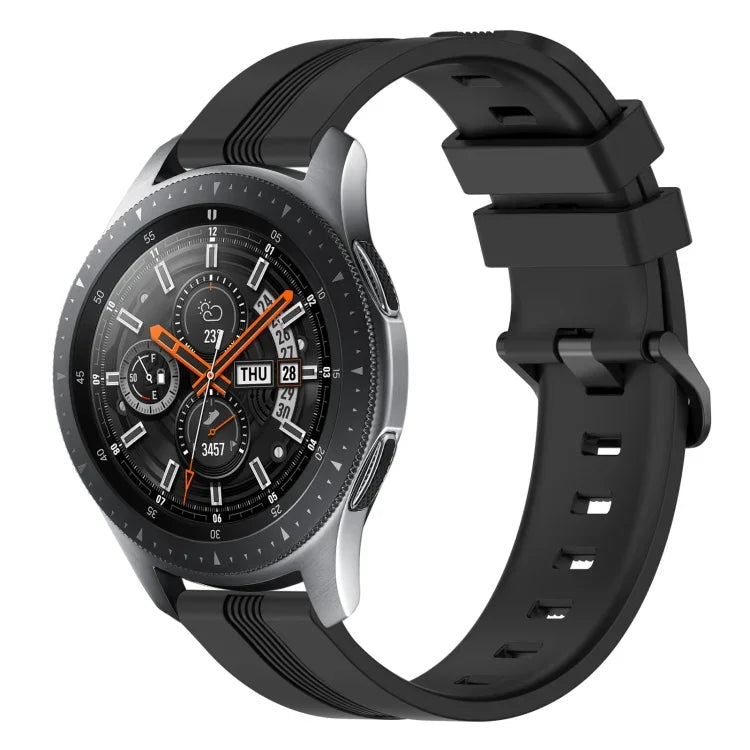 Dây đồng hồ silicone sọc lõm 22mm, dành cho Samsung Galaxy Watch3 45mm, Samsung Galaxy Watch 46mm, Samsung Gear S3 Classic, Samsung Gear S3 Frontier