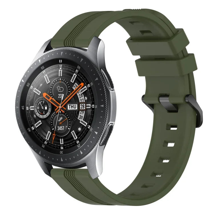Dây đồng hồ silicone sọc lõm 22mm, dành cho Samsung Galaxy Watch3 45mm, Samsung Galaxy Watch 46mm, Samsung Gear S3 Classic, Samsung Gear S3 Frontier