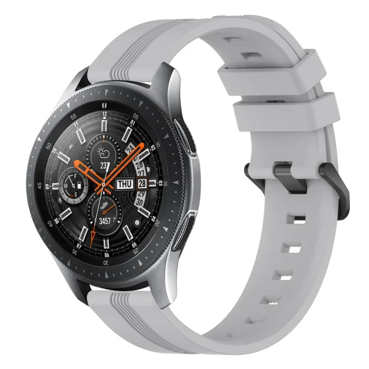 Dây đồng hồ silicone sọc lõm 22mm, dành cho Samsung Galaxy Watch3 45mm, Samsung Galaxy Watch 46mm, Samsung Gear S3 Classic, Samsung Gear S3 Frontier