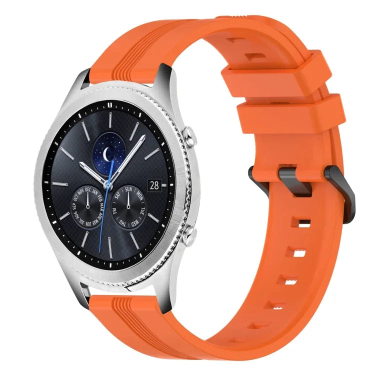 Dây đồng hồ silicone sọc lõm 22mm, dành cho Samsung Galaxy Watch3 45mm, Samsung Galaxy Watch 46mm, Samsung Gear S3 Classic, Samsung Gear S3 Frontier