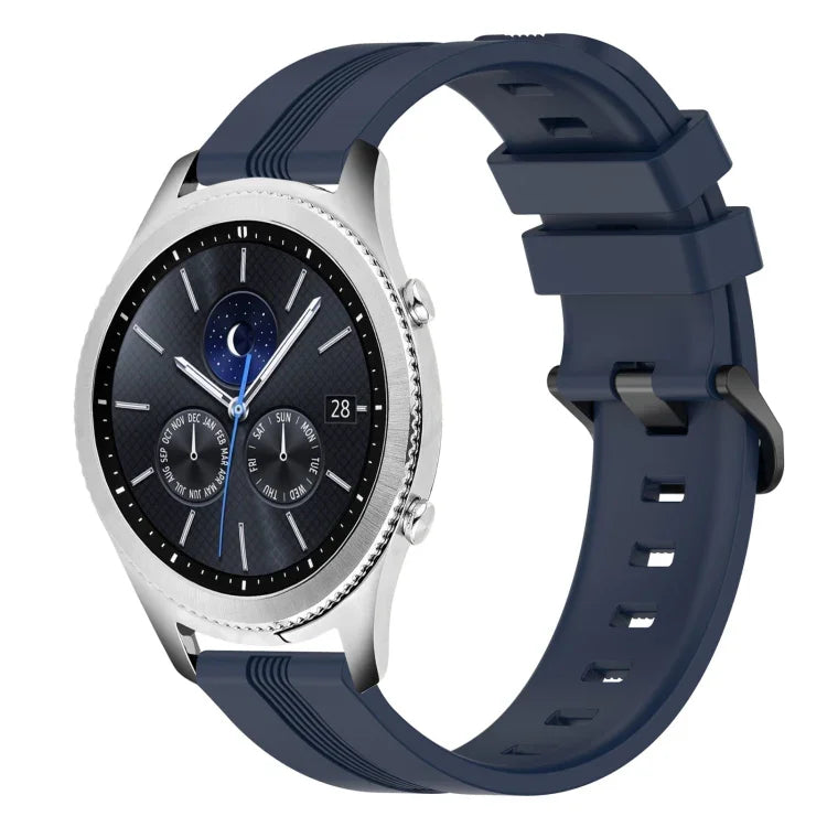Dây đồng hồ silicone sọc lõm 22mm, dành cho Samsung Galaxy Watch3 45mm, Samsung Galaxy Watch 46mm, Samsung Gear S3 Classic, Samsung Gear S3 Frontier