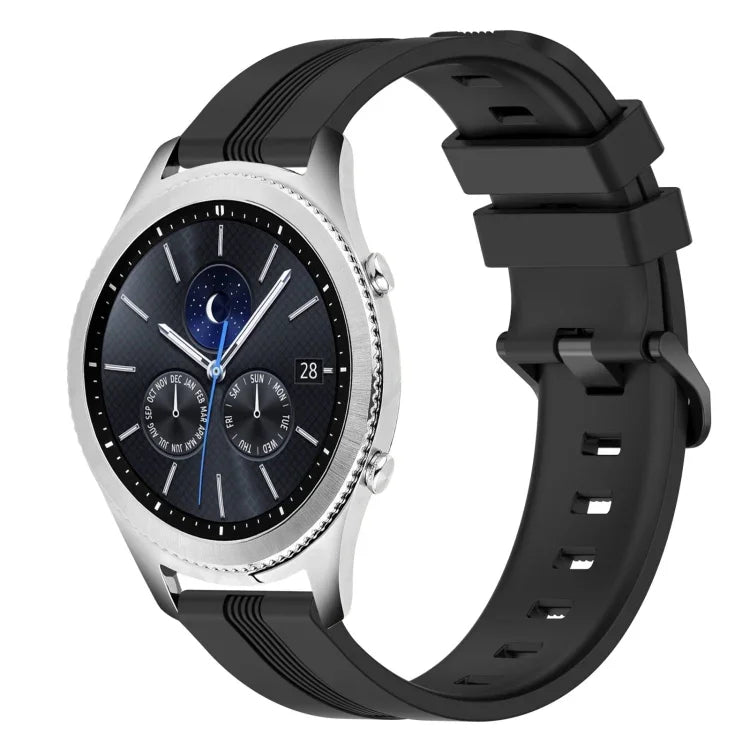 Dây đồng hồ silicone sọc lõm 22mm, dành cho Samsung Galaxy Watch3 45mm, Samsung Galaxy Watch 46mm, Samsung Gear S3 Classic, Samsung Gear S3 Frontier