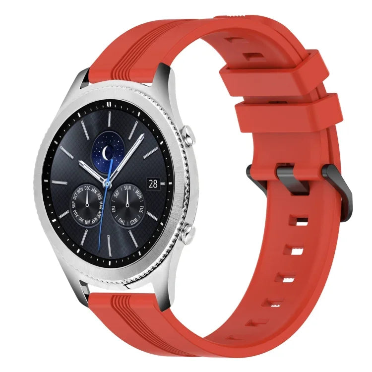 Dây đồng hồ silicone sọc lõm 22mm, dành cho Samsung Galaxy Watch3 45mm, Samsung Galaxy Watch 46mm, Samsung Gear S3 Classic, Samsung Gear S3 Frontier