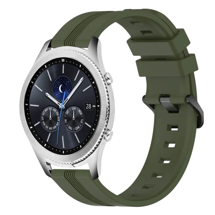 Dây đồng hồ silicone sọc lõm 22mm, dành cho Samsung Galaxy Watch3 45mm, Samsung Galaxy Watch 46mm, Samsung Gear S3 Classic, Samsung Gear S3 Frontier