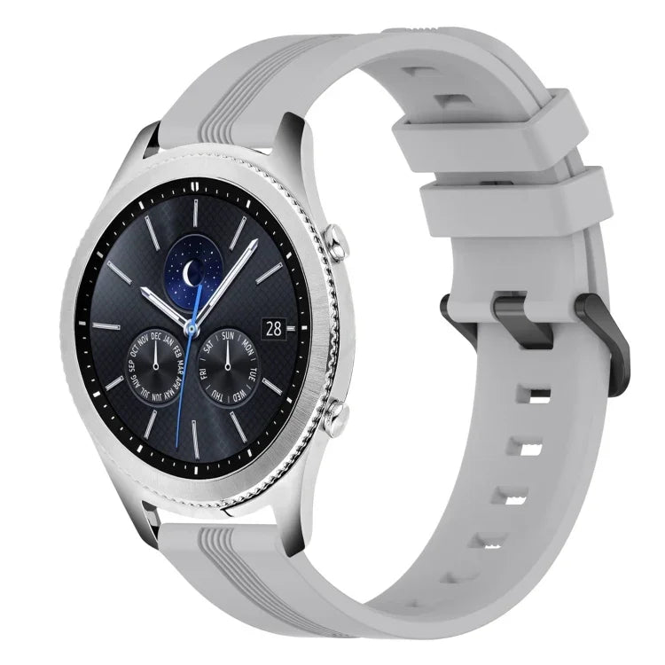 Dây đồng hồ silicone sọc lõm 22mm, dành cho Samsung Galaxy Watch3 45mm, Samsung Galaxy Watch 46mm, Samsung Gear S3 Classic, Samsung Gear S3 Frontier