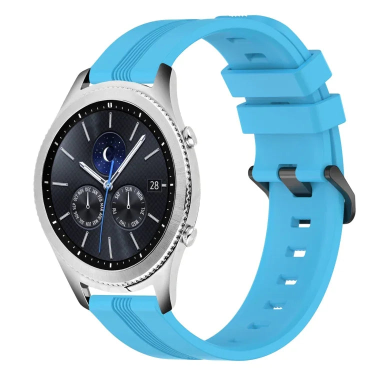 Dây đồng hồ silicone sọc lõm 22mm, dành cho Samsung Galaxy Watch3 45mm, Samsung Galaxy Watch 46mm, Samsung Gear S3 Classic, Samsung Gear S3 Frontier