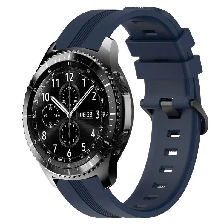 Dây đồng hồ silicone sọc lõm 22mm, dành cho Samsung Galaxy Watch3 45mm, Samsung Galaxy Watch 46mm, Samsung Gear S3 Classic, Samsung Gear S3 Frontier