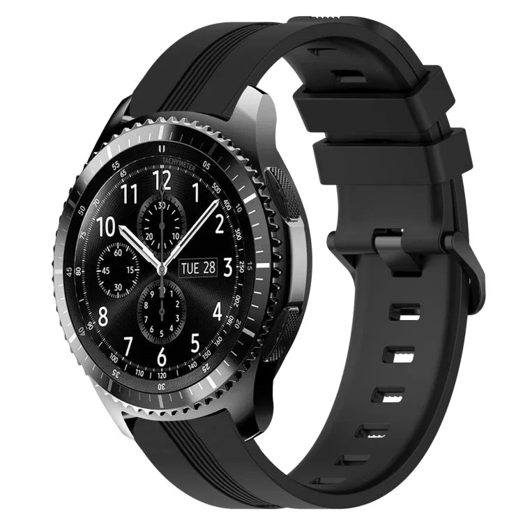 Dây đồng hồ silicone sọc lõm 22mm, dành cho Samsung Galaxy Watch3 45mm, Samsung Galaxy Watch 46mm, Samsung Gear S3 Classic, Samsung Gear S3 Frontier