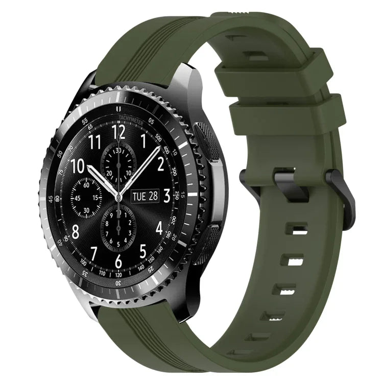 Dây đồng hồ silicone sọc lõm 22mm, dành cho Samsung Galaxy Watch3 45mm, Samsung Galaxy Watch 46mm, Samsung Gear S3 Classic, Samsung Gear S3 Frontier