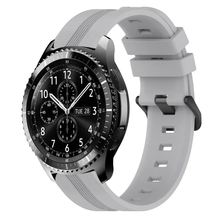Dây đồng hồ silicone sọc lõm 22mm, dành cho Samsung Galaxy Watch3 45mm, Samsung Galaxy Watch 46mm, Samsung Gear S3 Classic, Samsung Gear S3 Frontier
