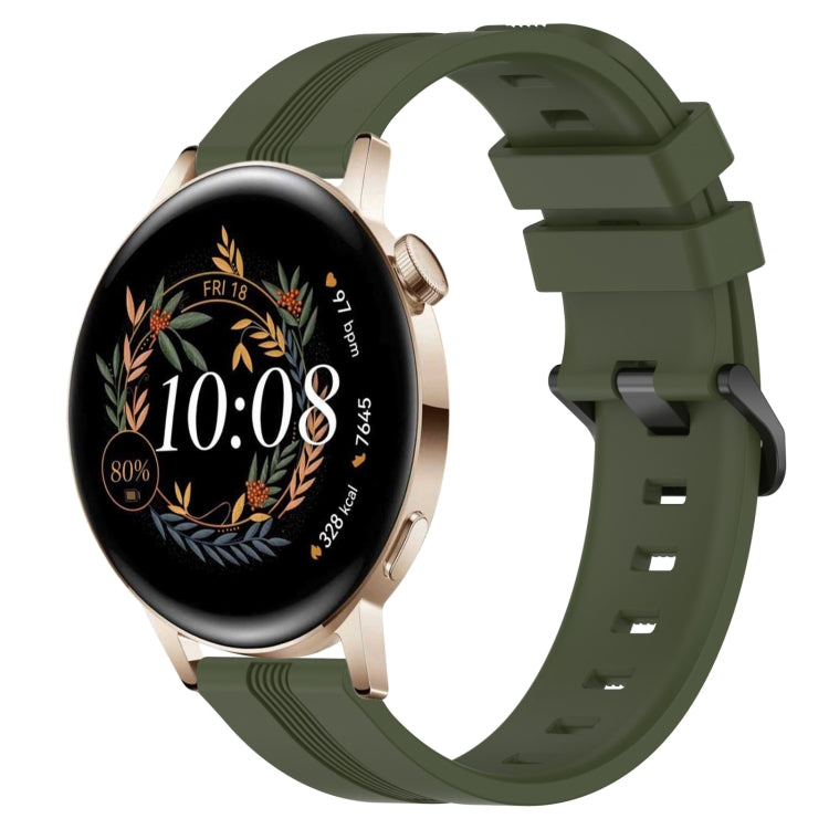 20mm Concave Striped Slicone Watch Band, For Huawei Watch GT3 Pro 43mm, For Huawei Watch GT3 42mm, For Huawei Watch GT2 42mm, For Huawei Watch 2