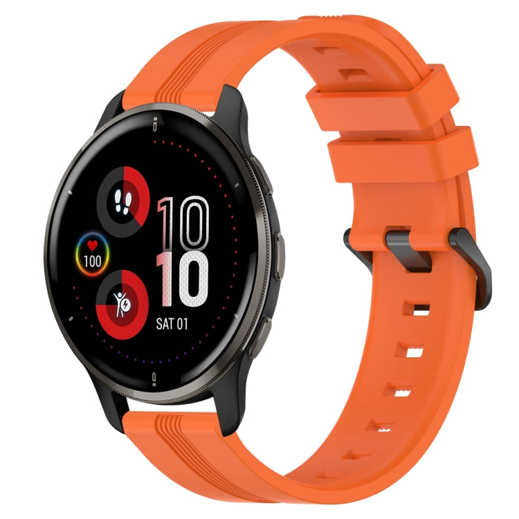 20mm Concave Striped Slicone Watch Band, For Garmin Vivomove Sport, For Garmin Venu 2 Plus, For Garmin Approach S40, For Garmin Forerunner 158