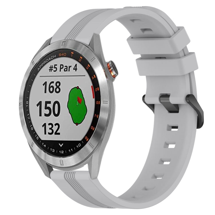 20mm Concave Striped Slicone Watch Band, For Garmin Vivomove Sport, For Garmin Venu 2 Plus, For Garmin Approach S40, For Garmin Forerunner 158